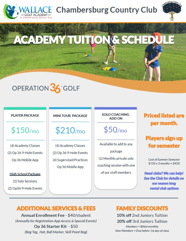 Golf Academy Player Package Rowan Summer 2021
